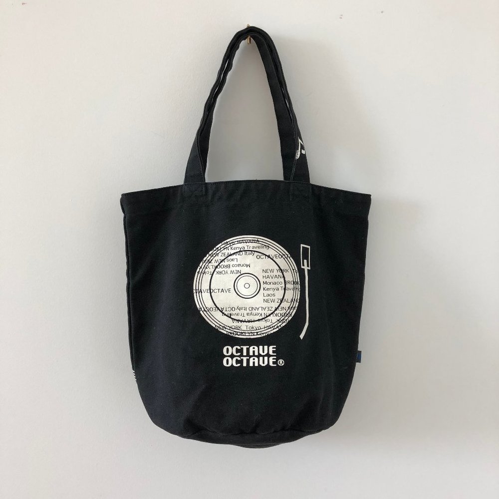Black canvas dj music tote bag